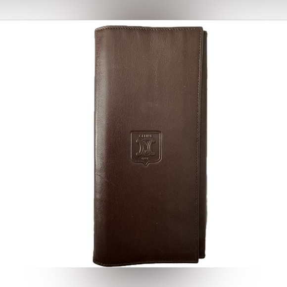 Celine Handbags - Vintage Celine Long Bifold Wallet Crafted from Bordeaux Red Leather 7.25”x3.5”